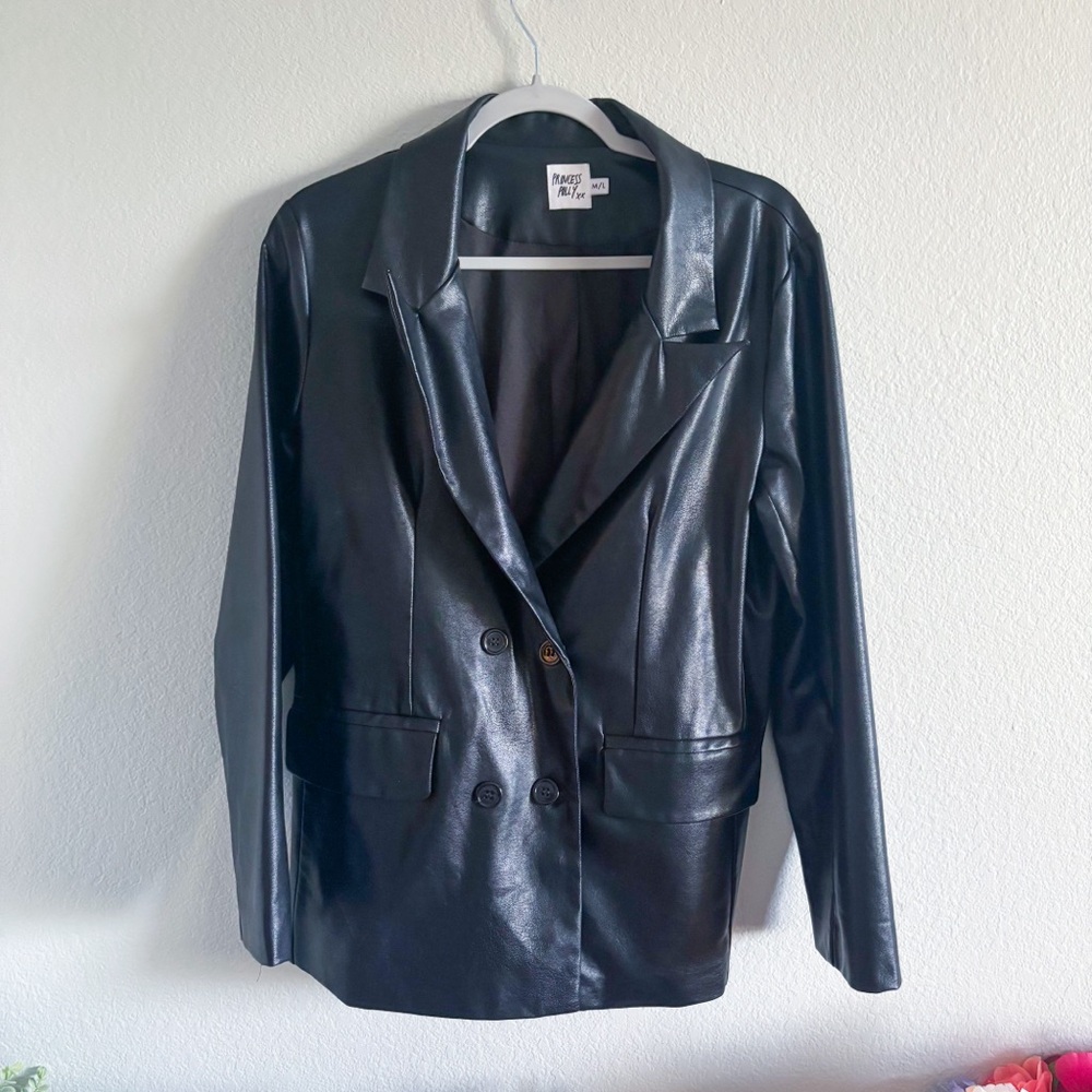 Faux Leather Blazer coat